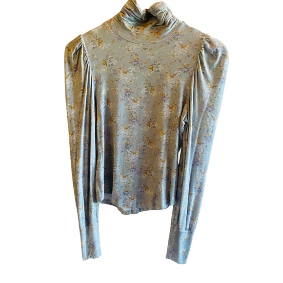 LOVESHACKFANCY Vienna Turtleneck Top in Sky Gray XS - Picture 5 of 9